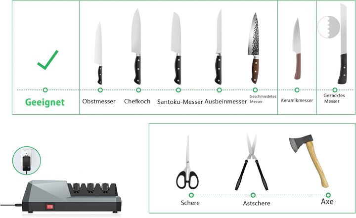 BRAVECOW elektrischer messerschärfer,3-Stufen Diamant schärfsystem messerschleifmaschine für Reparie