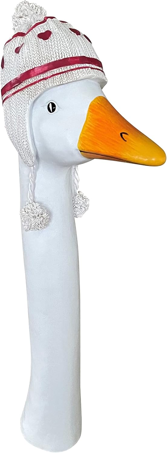 OF Gänsehals Gartenstecker Gans - Höhe 35 bis 38 cm gross - Deko Gartenfiguren für aussen (Bommelmüt