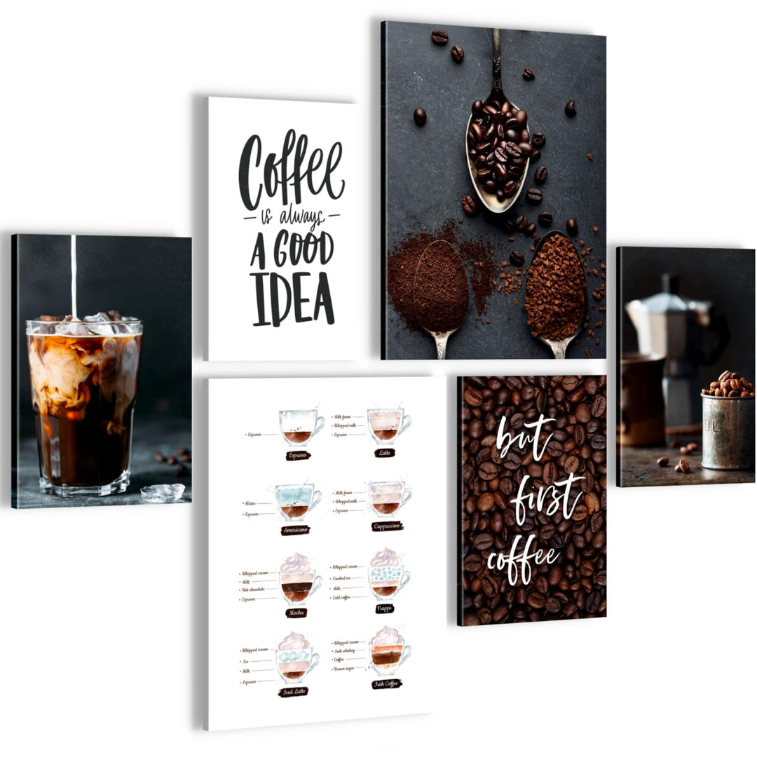 Novart Bilder Set - AUFHÄNGFERTIG - KEIN EXTRA RAHMEN BENÖTIGT - Kaffee Coffee Modern Küche - Esszim