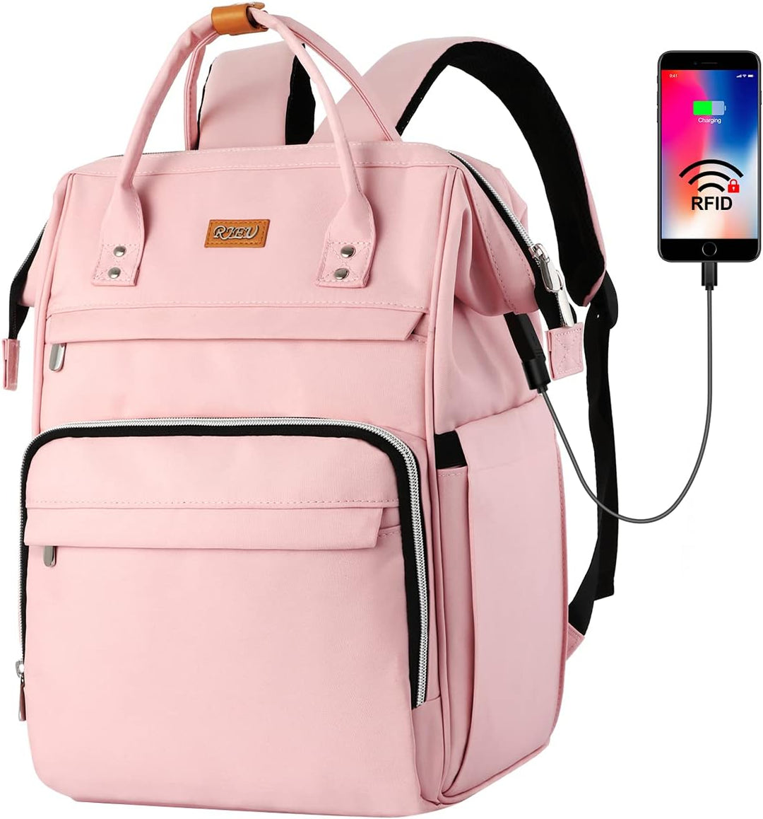 Schulrucksack Mädchen Teenager,Rucksack Schule,Schultasche Mädchen mit 15.6 Zoll Laptopfach & USB-La