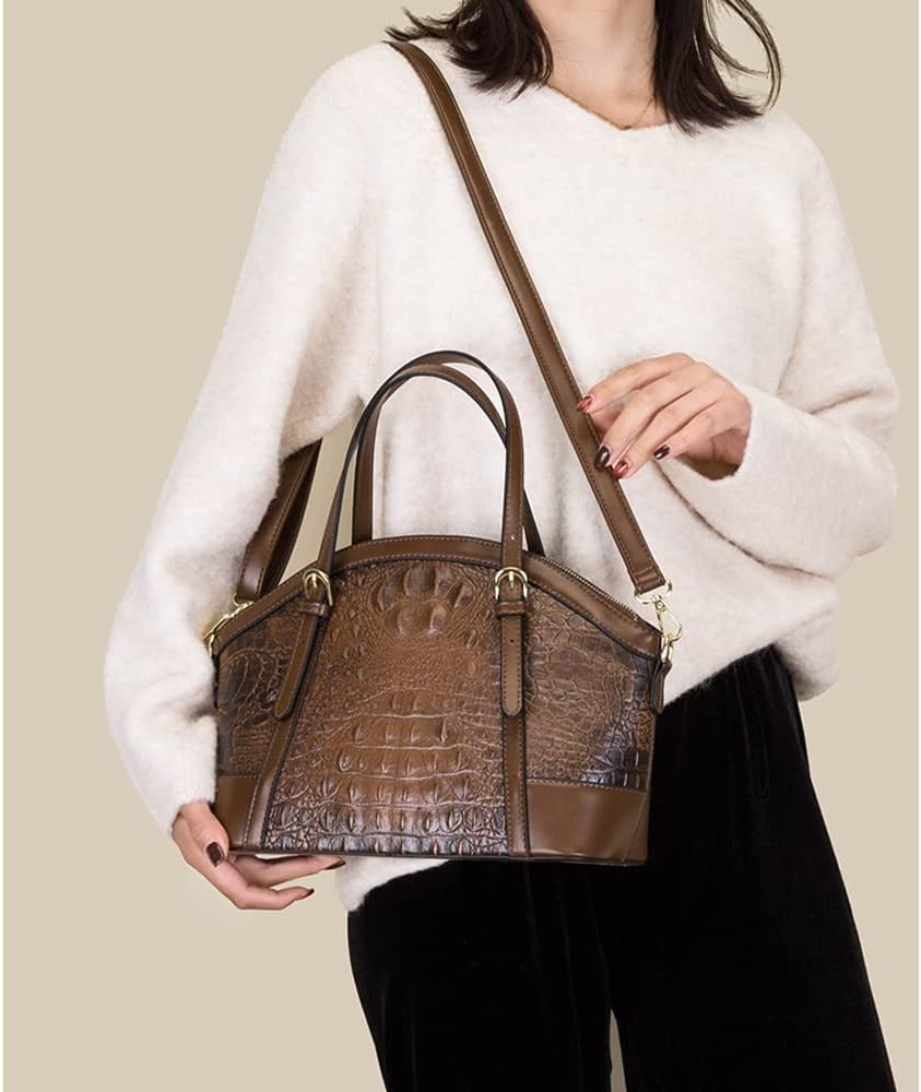 Coolives Damentasche Damen Henkeltasche aus PU-Leder mit Krokodilledermuster Vintage Handtasche Retr