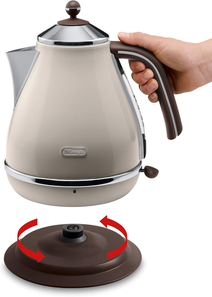 De'Longhi Wasserkocher Icona Vintage KBOV2001.BG - 1,7 l mit Wasserstandsanzeige und 360° Basis, Ede