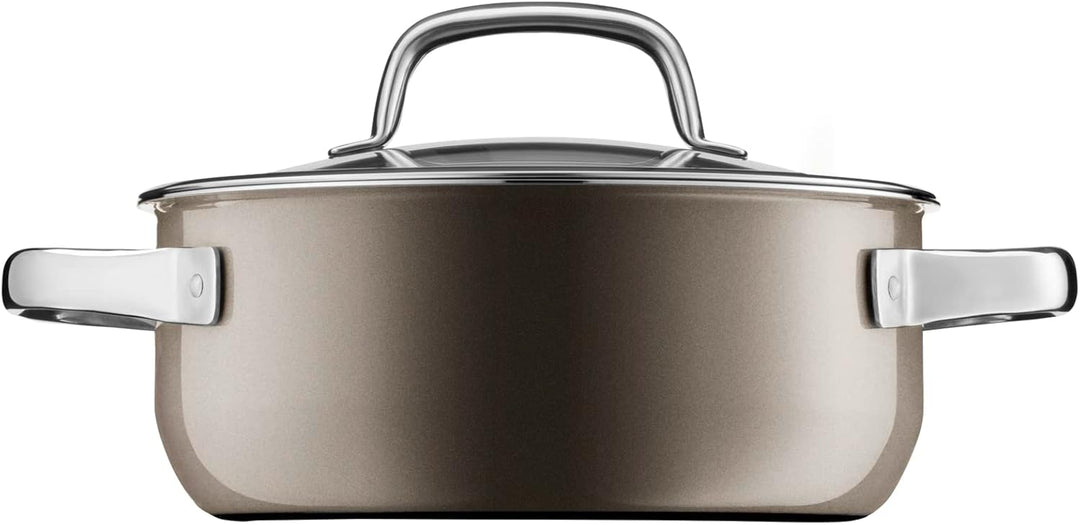 WMF Fusiontec Mineral Kochtopf klein 20cm, Glasdeckel, Bratentopf Induktion 2,4l, High-Tech Keramik,