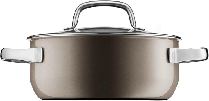 WMF Fusiontec Mineral Kochtopf klein 20cm, Glasdeckel, Bratentopf Induktion 2,4l, High-Tech Keramik,