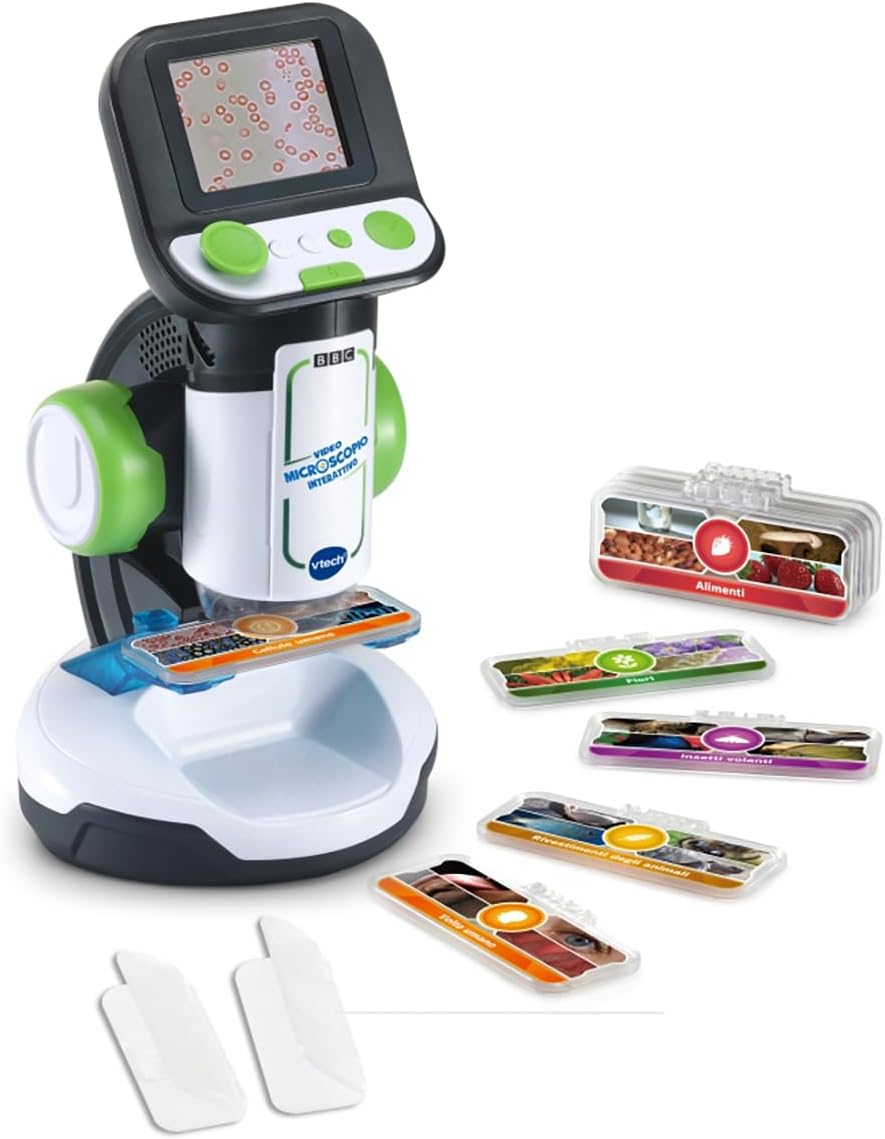 VTech Interaktives Videomikroskop, digitales Kindermikroskop mit Original-Video, 2,4-Zoll-Bildschirm