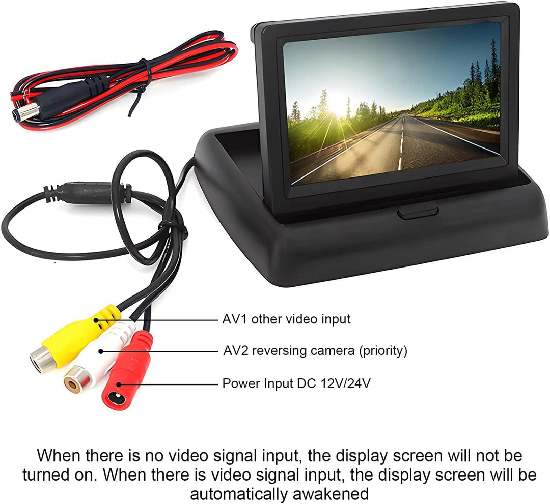 OBEST 4,3 Zoll TFT LCD Auto Farbe Rückfahrkamera Monitor, Faltbar Mit V1/V2 Video-Eingang, DC12V-24V