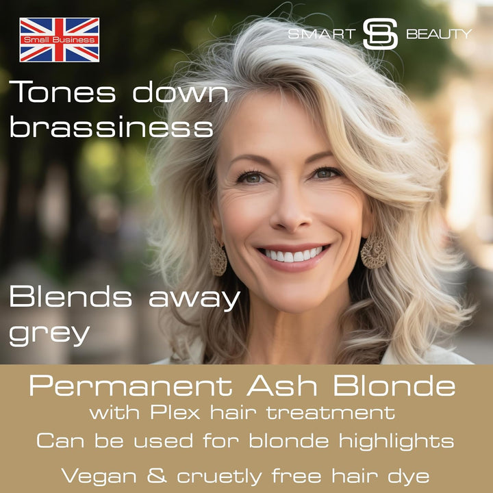 Aschblondes Haarfärbemittel mit Plex Haarpflege Conditioner, permanente Haarfarbe mit einer kühlen b