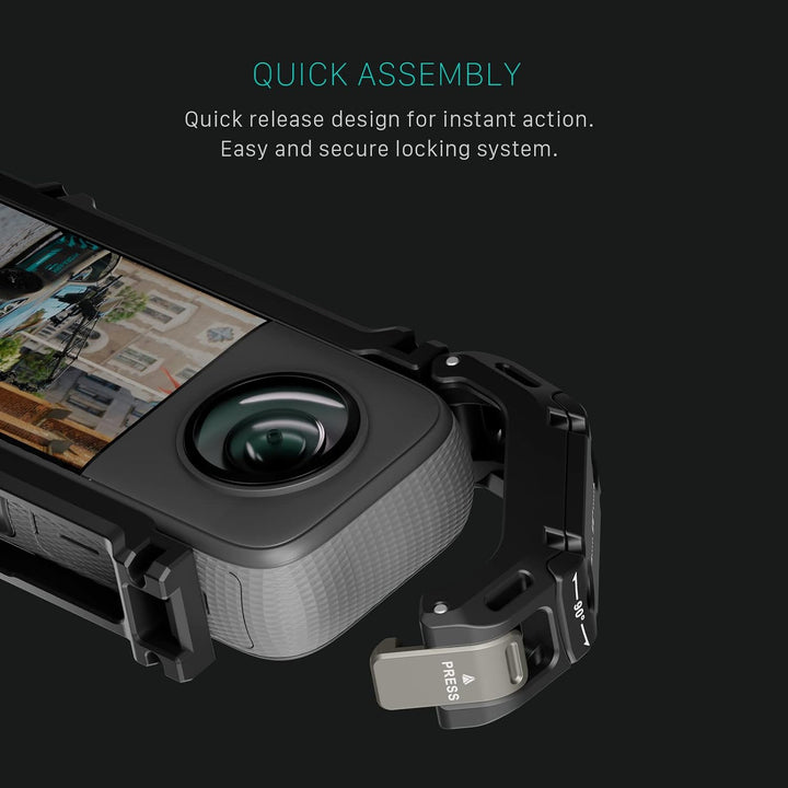 Tilta Voller Kamerakäfig kompatibel mit Insta360 X3 mit drehbarer Unterstützung, Kaltschuh-Empfänger