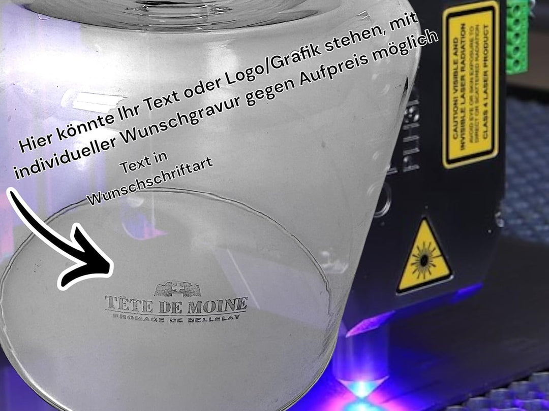 MAAJ Set Schieferplatte Maxi Ø 23 cm & edle GLASGLOCKE LUXUS mundgeblasen
