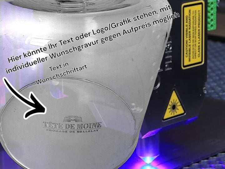 MAAJ Set Schieferplatte Maxi Ø 23 cm & edle GLASGLOCKE LUXUS mundgeblasen