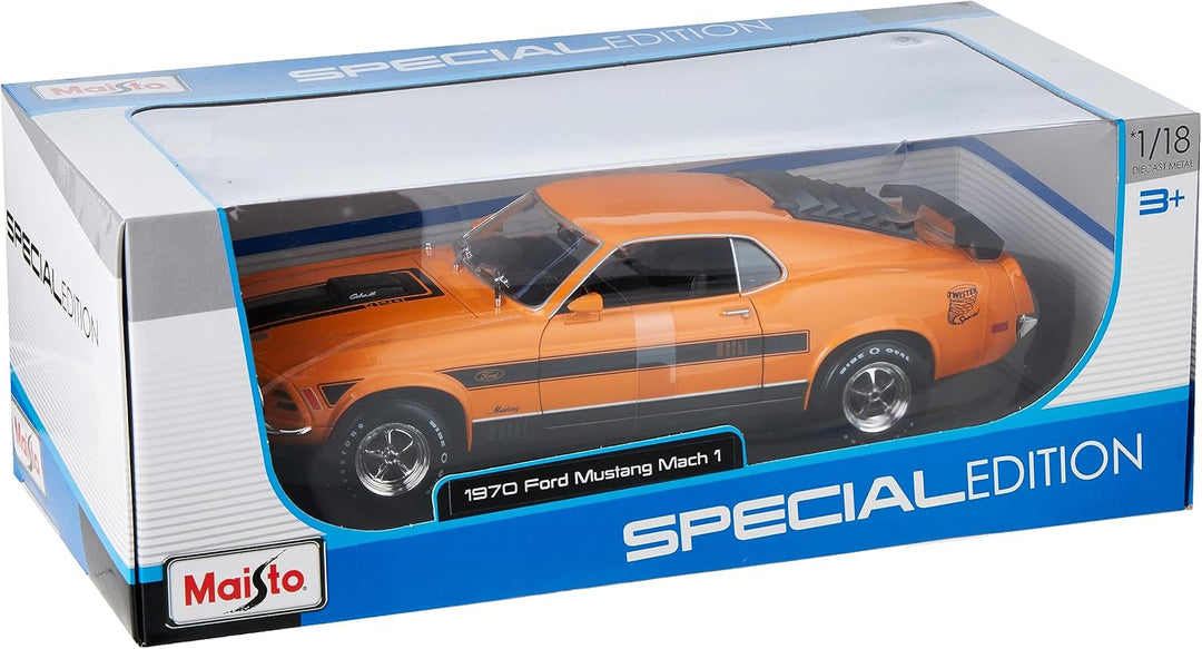 Maisto Ford Mustang Mach 1 (1970): Modellauto im Massstab 1:18, Türen, Kofferraum und Motorhaube bew