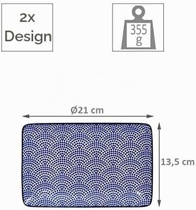 TOKYO design studio Nippon Blue Sushi-Set blau-weiss, 6-TLG., 2X Sushi-Platten 2X Saucen-Schalen, 2X