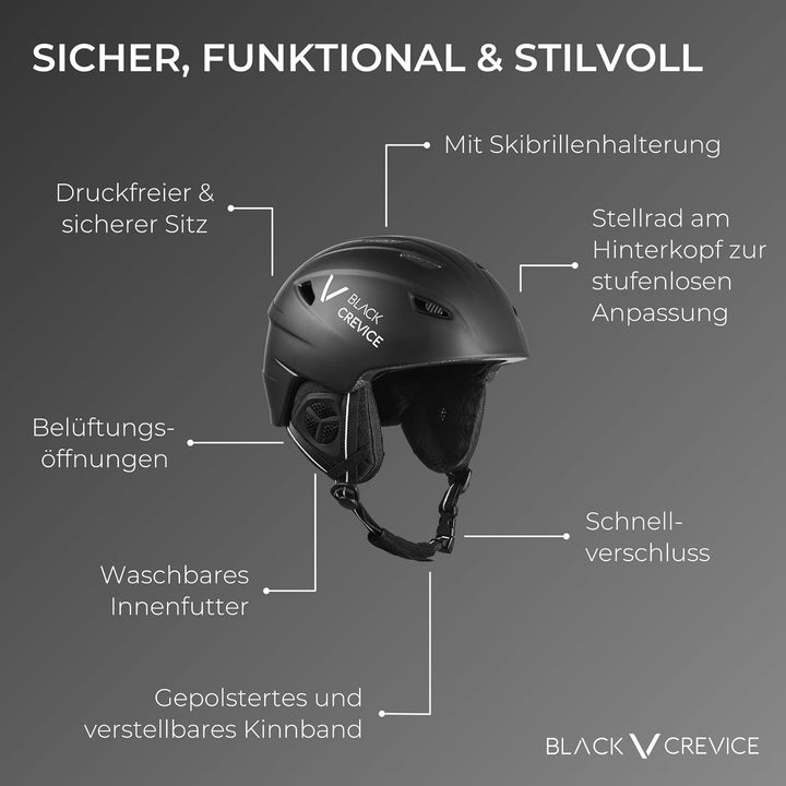 BLACK CREVICE Kinder-Skihelm Streif I Kinder Ski-Helm in sportlichem Design I stossfester Skihelm fü