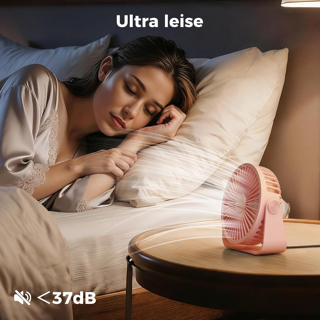 TriPole USB Tischventilator, 3 Geschwindigkeiten Starker Wind, 360° Rotation Persönlicher Ventilator