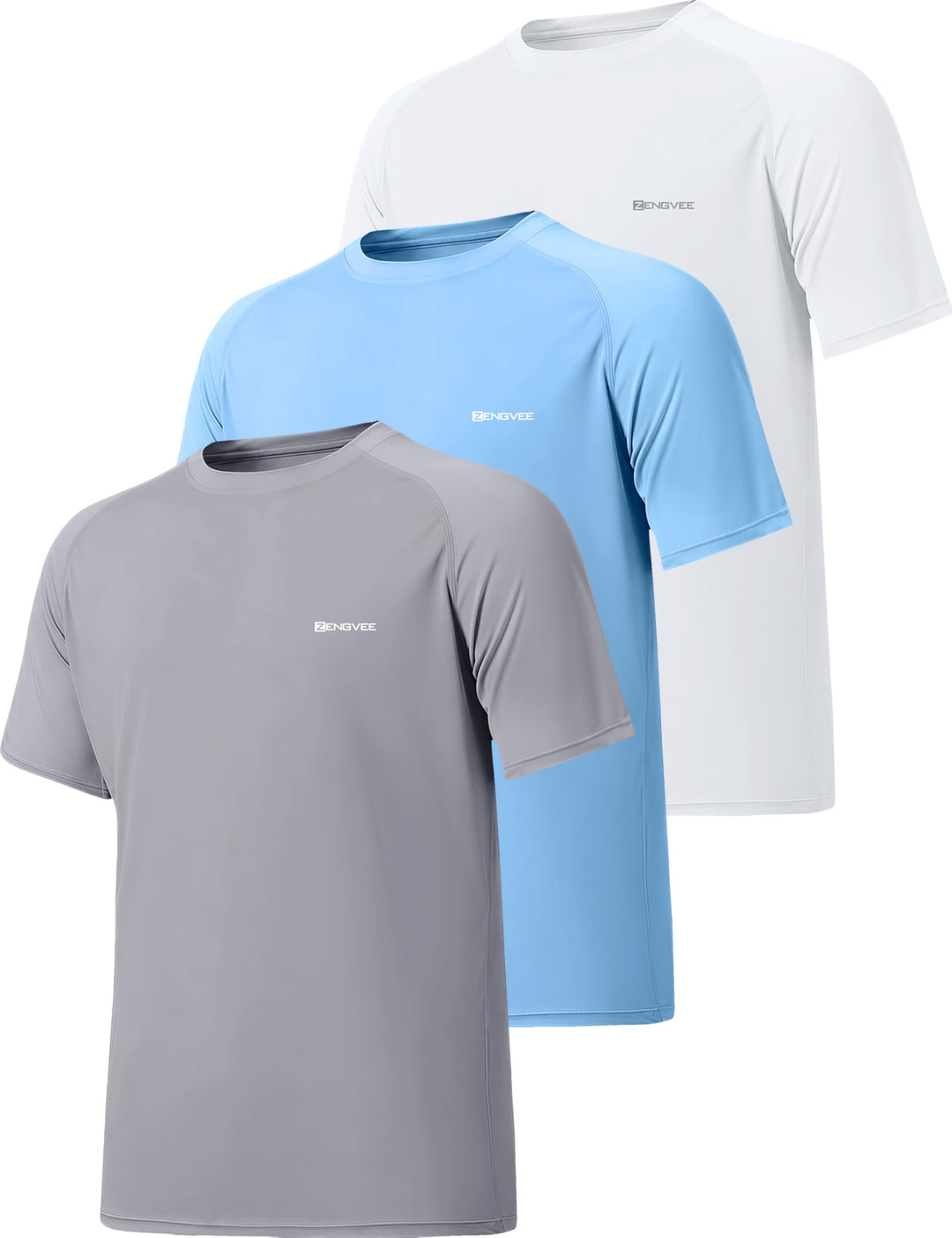 ZENGVEE 3er Pack Rashguard Herren, UPF 50+ UV Schutz Shirt Herren Schnelltrocknend Leicht Atmungsakt