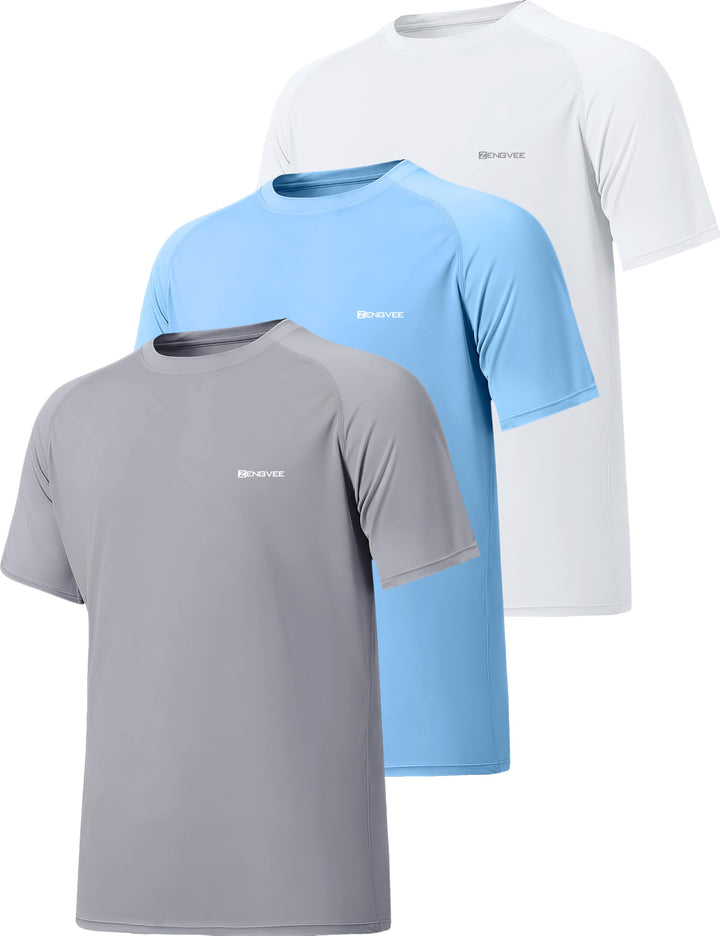 ZENGVEE 3er Pack Rashguard Herren, UPF 50+ UV Schutz Shirt Herren Schnelltrocknend Leicht Atmungsakt