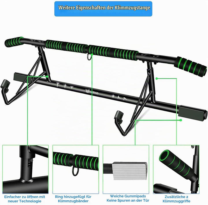Klimmzugstange Türrahmen ohne Schrauben - Pull Up Bar [bis 200 KG]- inkl. Schlingentrainer - Türreck