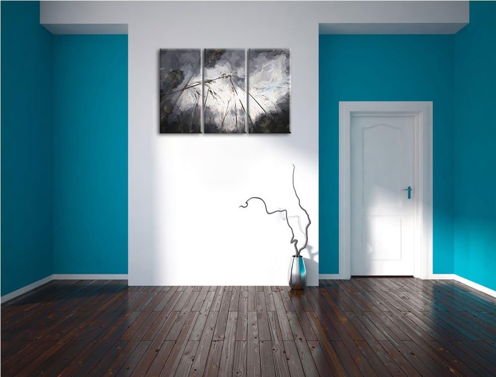 Düsteres Gras vorm Regen Spezial 3-Teiler Leinwandbild 120x80 Bild auf Leinwand, XXL riesige Bilder