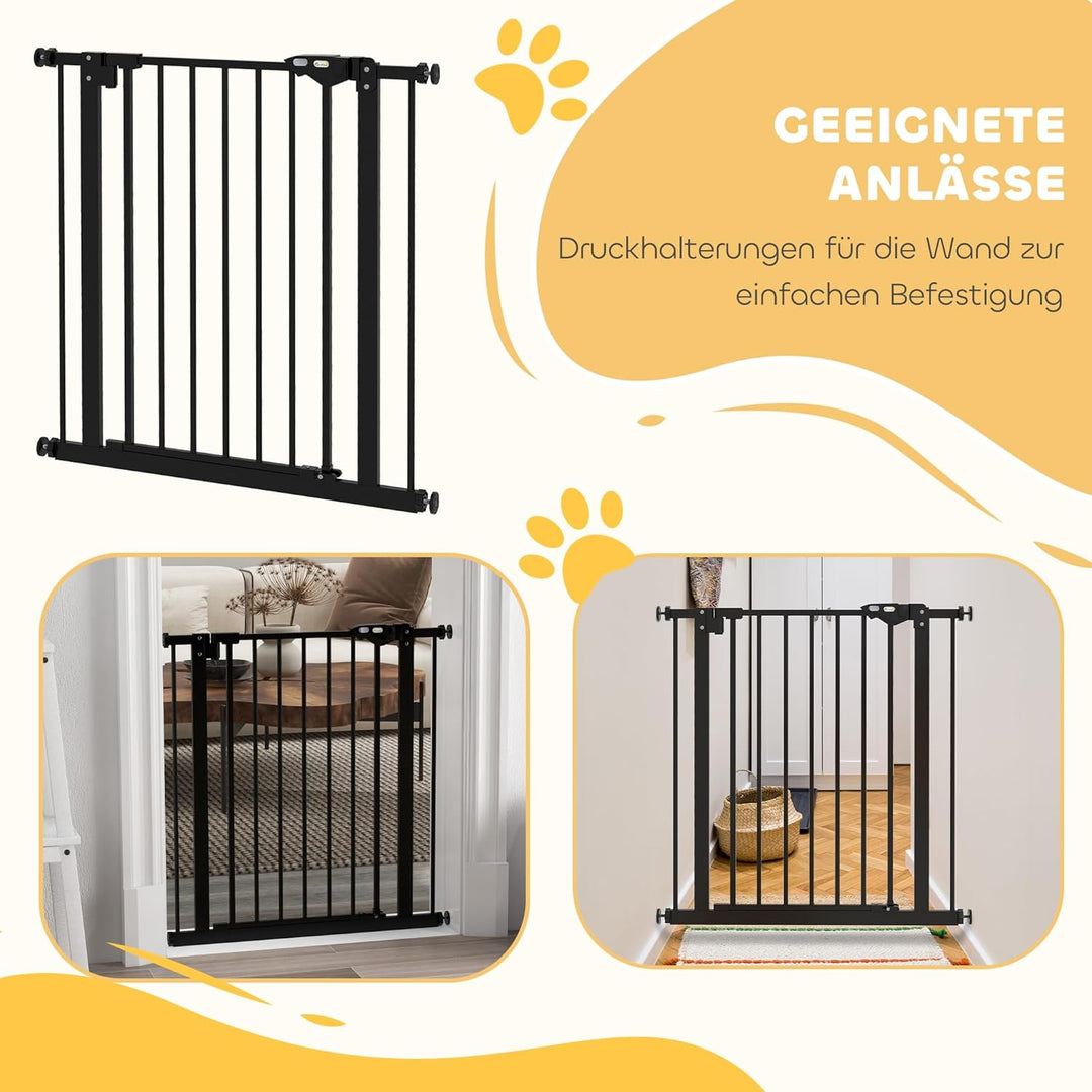 PawHut Türschutzgitter Hunde, Absperrgitter, 74-80 cm, Treppenschutzgitter für Haustier, Schutzgitte