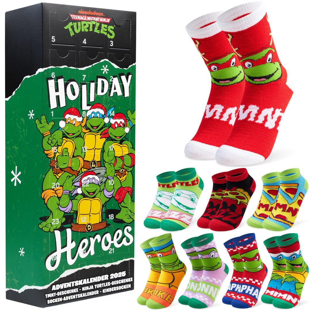 Get Trend Teenage Mutant Ninja Turtles Socken Adventskalender Kinder 2025, 24 Paar Lustige Socken 31