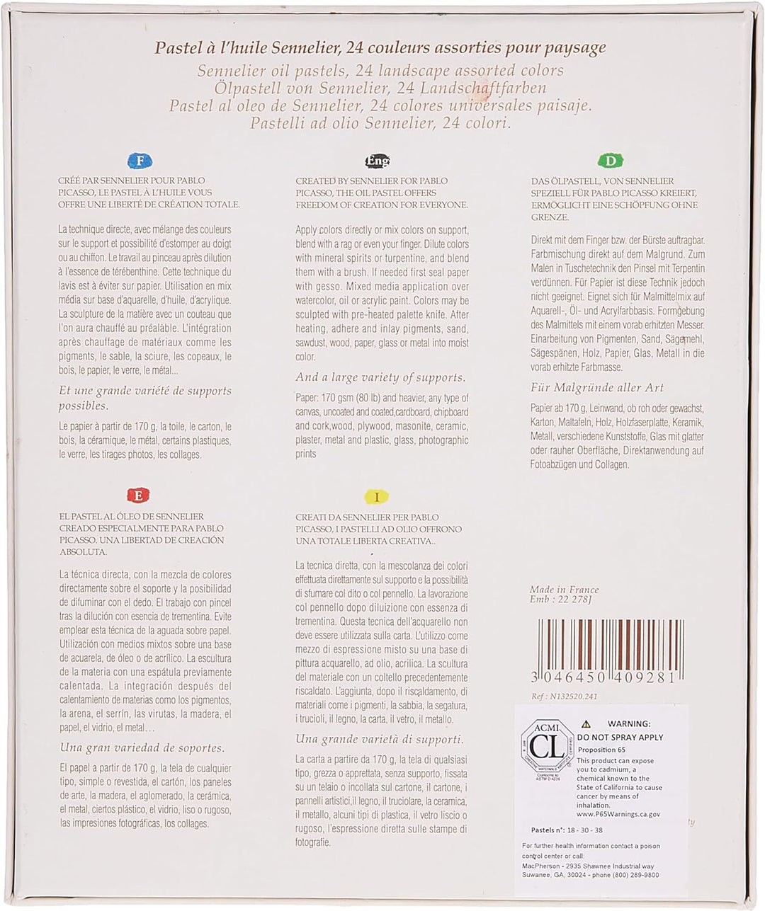 SENNELIER Ölpastell-Set, 24 Stück, Querformat 1 stück (1er Pack) Landschaft, 1 stück (1er Pack) Land