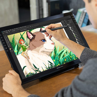 GAOMON PD2200 Grafiktablett mit Display 22 Zoll 92% NTSC Full HD Monitor und mit Standfuss, batterie