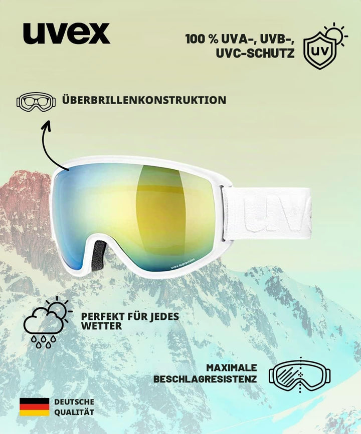 uvex Unisex Topic Fm Sphere Skibrille (1er Pack) Einheitsgrösse white mat/orange-blue, Einheitsgröss