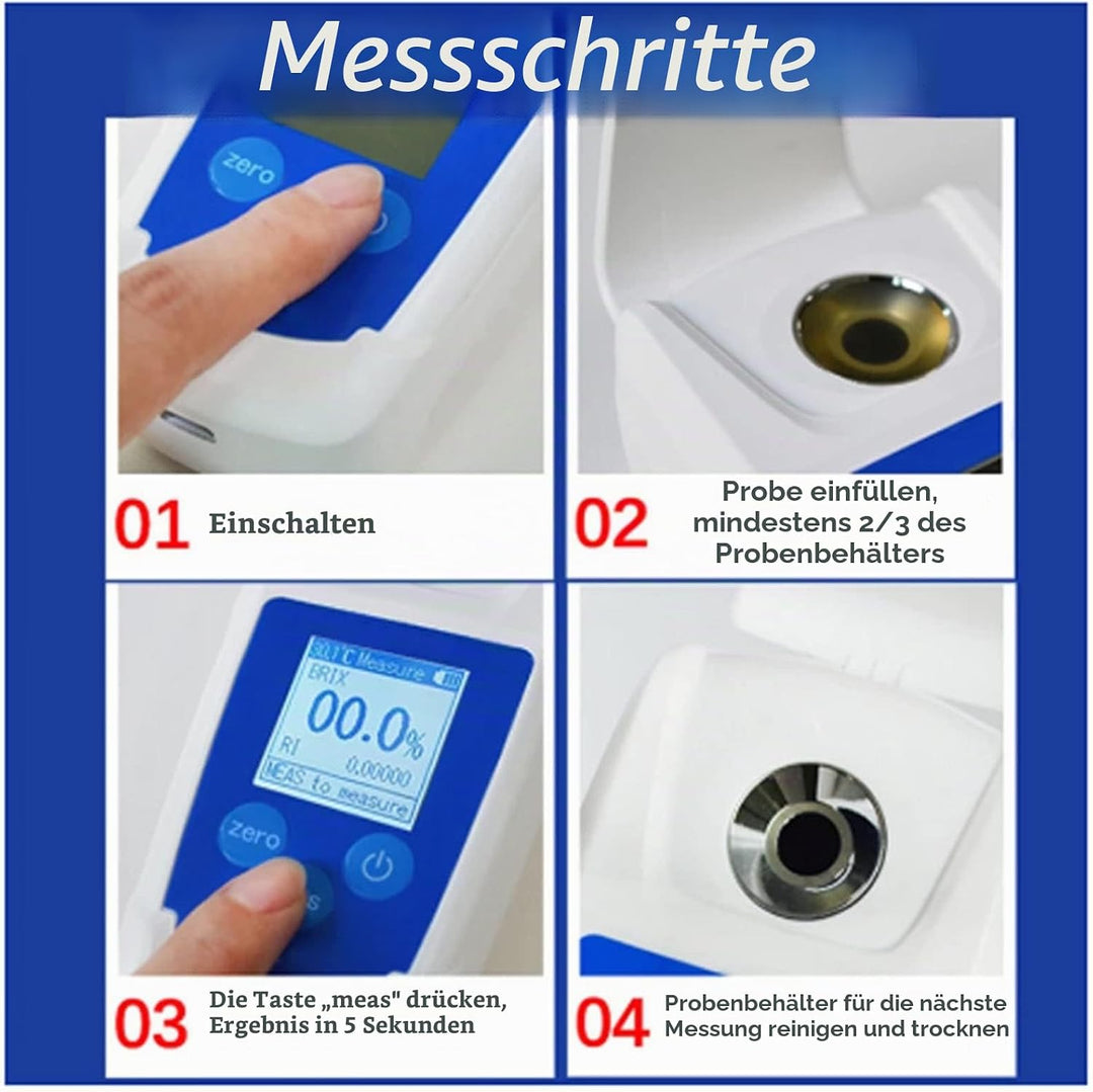 Digitales Brix-Refraktometer, Hohe Genauigkeit Brix-Meter Zuckerzähler, Tragbar Brix Reader Tester,