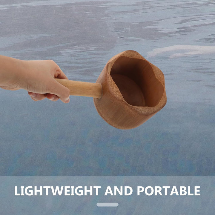 Angoily Bambus Wasserschöpfkelle mit Langem Griff für Sauna und Dampfbad Einzigartiges Design Vielse