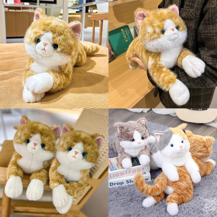 Kuscheltier Katze, Liegend Katzen Plüschtier, Kätzchen Stofftier Spielzeug, Kuschelkissen Geschenk f