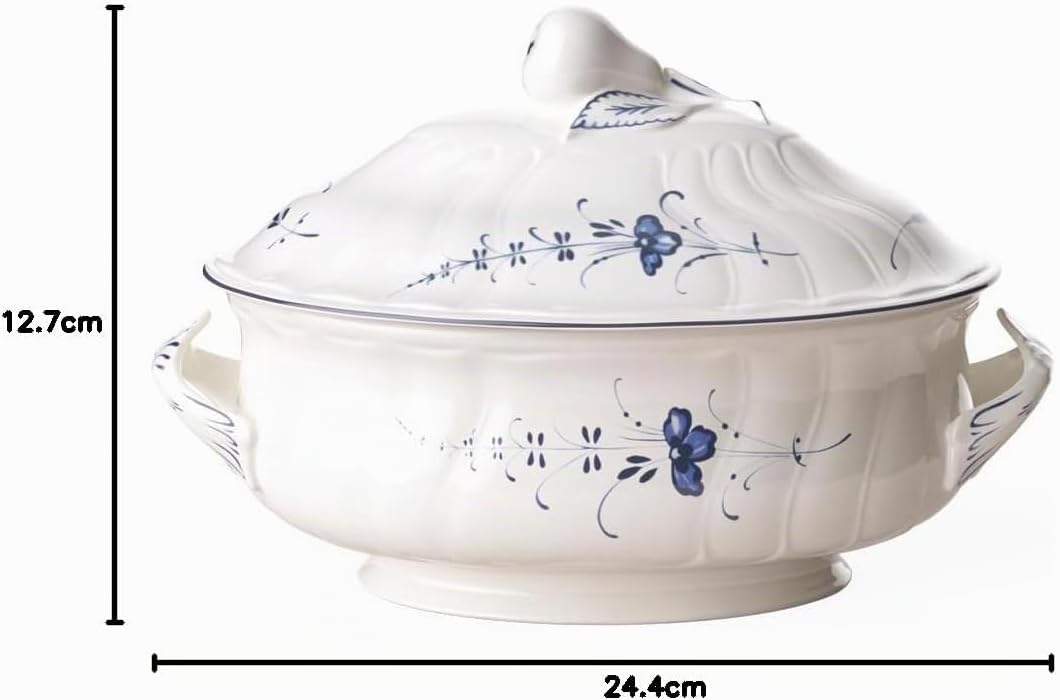Villeroy und Boch Vieux Luxembourg Terrine, Premium Porzellan, weiss/blau 92 oz Altes Luxemburg, 92