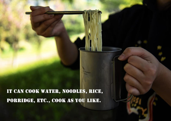 iBasingo Titan 600ml Becher Outdoor Camping Becher mit Deckel Leichtes Tragbares Kochgeschirr Wasser