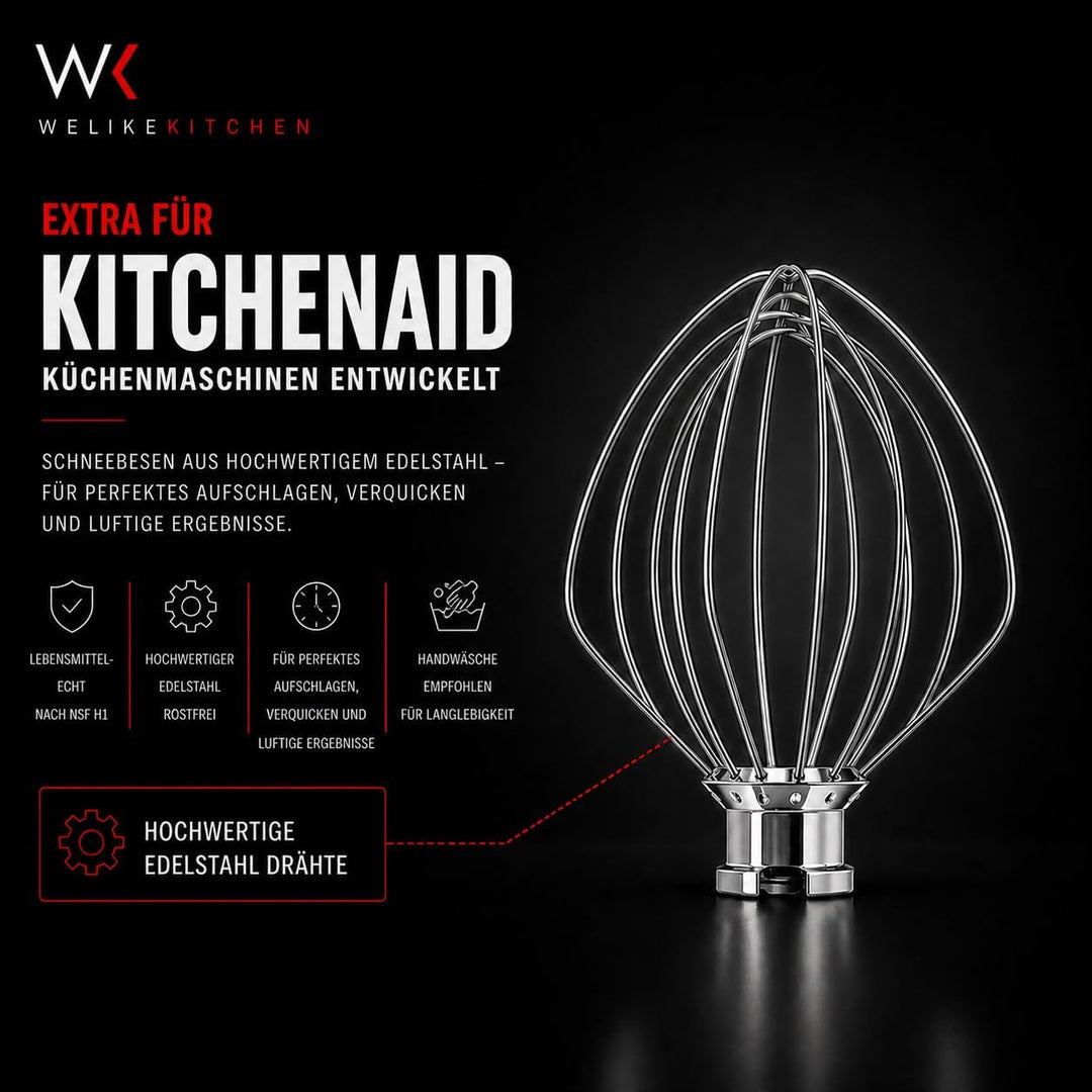 Original Schneebesen K45WW Edelstahl Draht für KitchenAid Artisan, Classic Serie