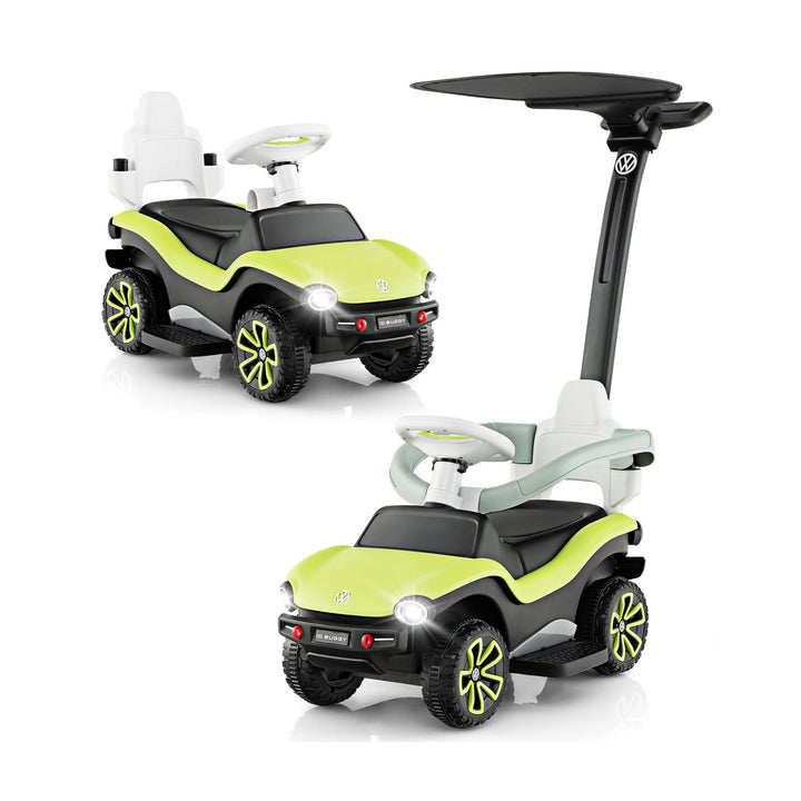 COSTWAY 3 in 1 Volkswagen Rutschauto, Schiebeauto mit verstellbarem Schiebegriff & Sonnendach, Rutsc