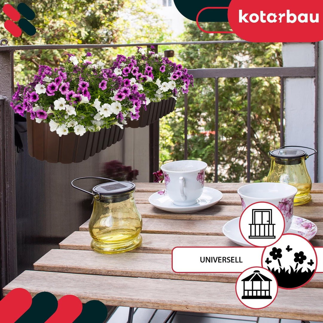 KOTARBAU® 2er Set Blumenkasten für Balkon - 40 x 15 x 15 cm - Blumenkasten für Balkongeländer - Balk
