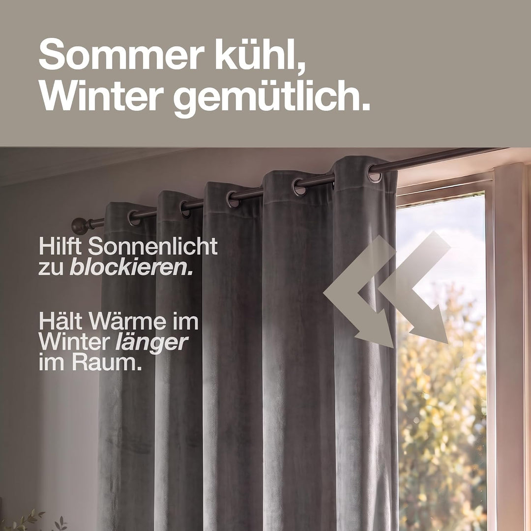 Happy Home Blickdichter Vorhang mit Ösen 140x235 cm – Verdunkelungsvorhang aus Polyester für Wohnzim