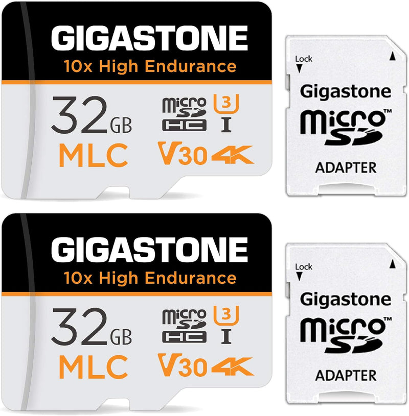 [10x High Endurance] Gigastone MLC 32GB 2er-Pack Industrial MicroSDXC Karte mit Adapter,95/60 MB/s 4