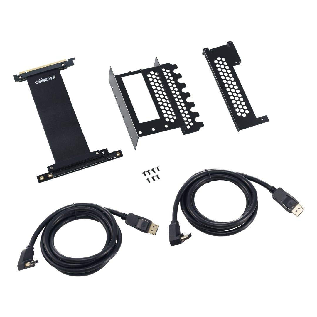 CableMod vertikale Grafikkartenhalterung mit PCIe x16 Riser Kabel, 2X DisplayPort - schwarz Support