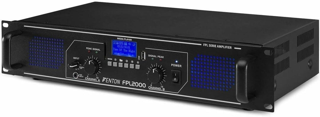 Fenton FPL2000 PA Verstärker 2000 Watt, 3 Kanal Endstufe, Digitalverstärker mit Bluetooth, AUX, USB,