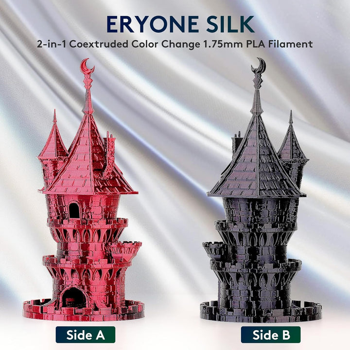 ERYONE Dual Two-Tone PLA Filament 1.75 mm, 3D Printer Filament, 1 kg Spool +/- 0.02 mm, Silk Black R