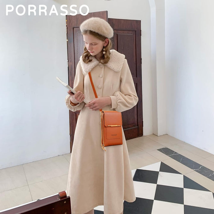 PORRASSO Handy Umhängetasche Touchscreen Crossbody Kleine Handytasche Mädchen Schultertasche PU Wass