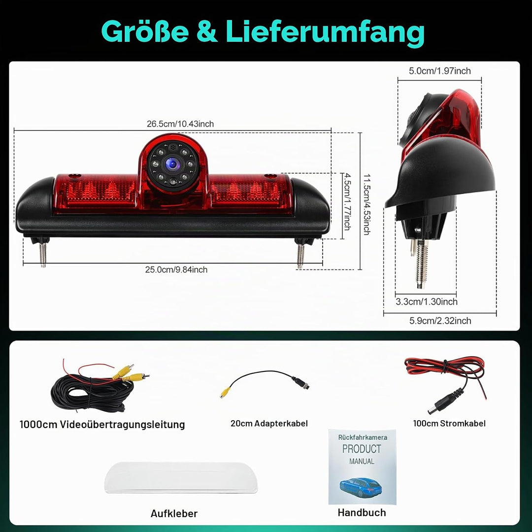 Rückfahrkamera für FIAT Ducato 3/Peugeot Boxer/Citroen Jumper 2006-2017 Drittes Bremslicht Kamera mi