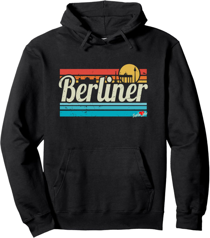 Berliner Schriftzug Retro Vintage Surfer Sunset Berlin Liebe Pullover Hoodie
