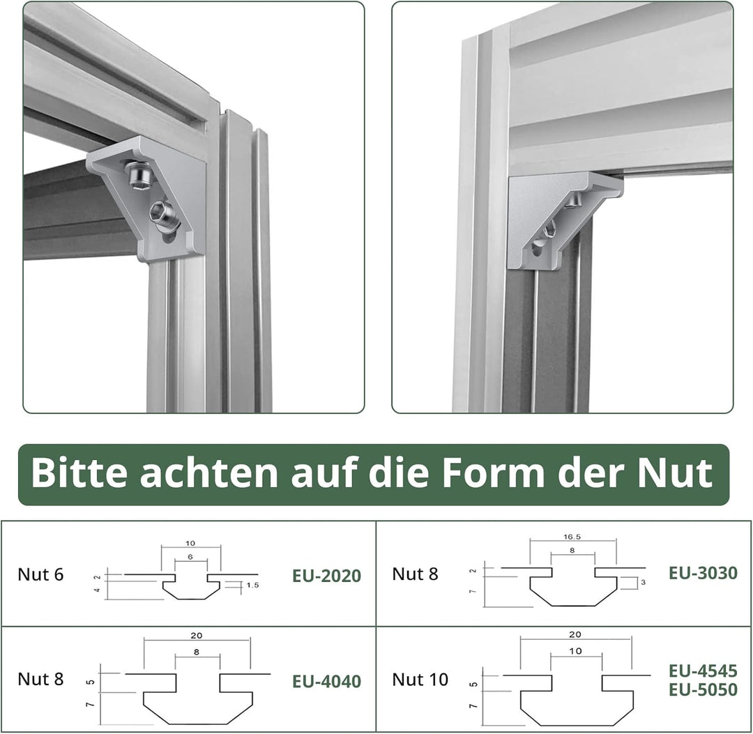 10x EYPINS Befestigungsmaterial Winkel, Aluprofil 30x30 Nut 8 Winkelverbinder wasserdicht & rostfrei