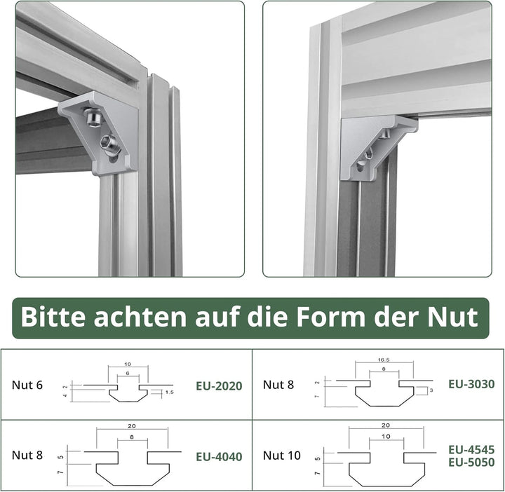 10x EYPINS Befestigungsmaterial Winkel, Aluprofil 30x30 Nut 8 Winkelverbinder wasserdicht & rostfrei