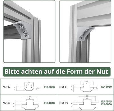 10x EYPINS Befestigungsmaterial Winkel, Aluprofil 30x30 Nut 8 Winkelverbinder wasserdicht & rostfrei