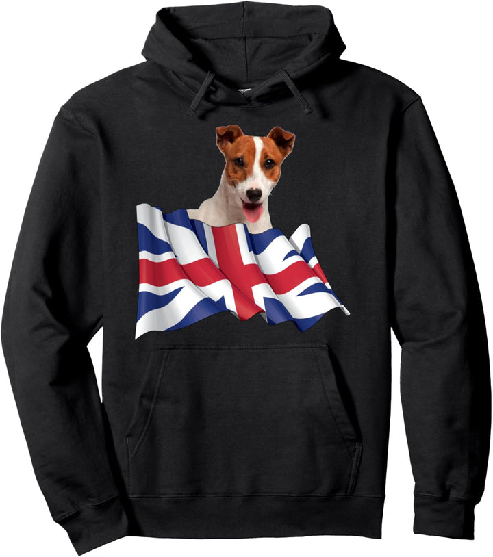 Union Jack Flag Dog Jack Russell Pullover Hoodie