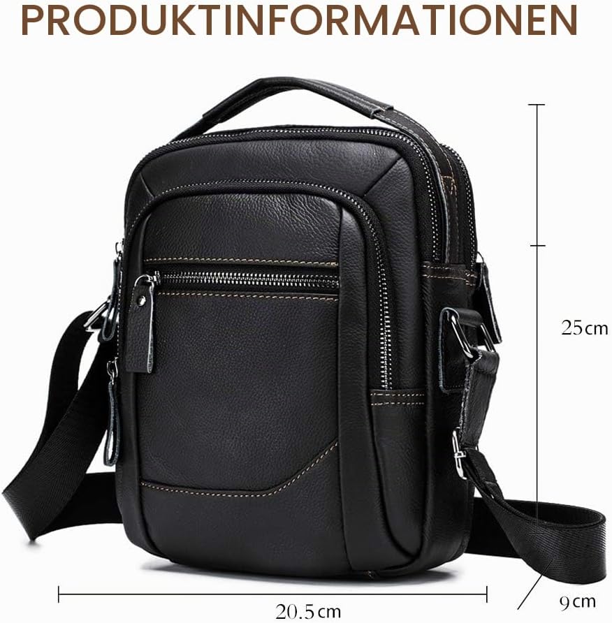 MANNUOSI Herren Schultertaschen business Freizeit Henkeltaschen echtleder vintage Handtaschen Einhei