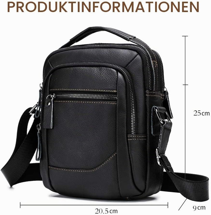 MANNUOSI Herren Schultertaschen business Freizeit Henkeltaschen echtleder vintage Handtaschen Einhei