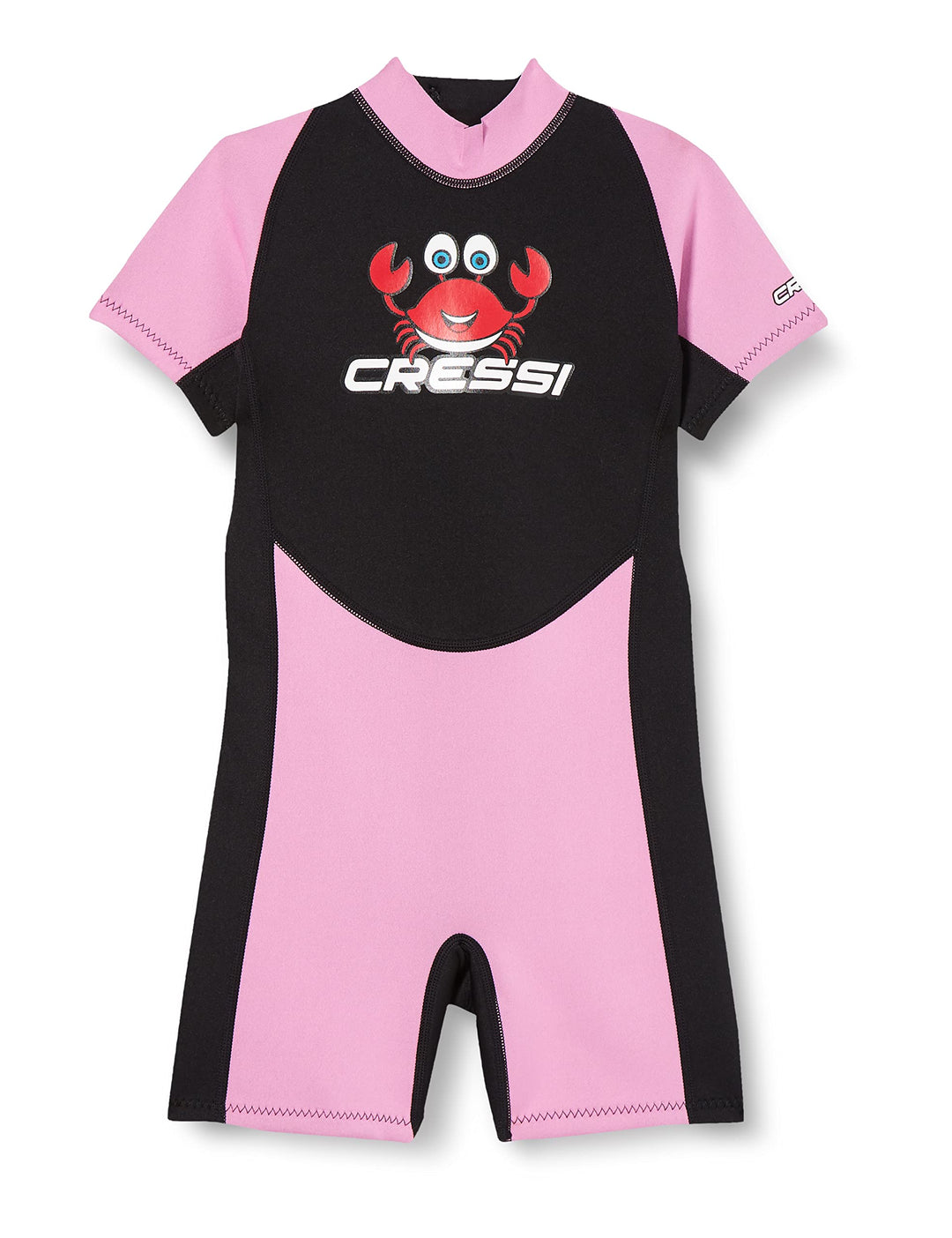 Cessi Smoby Shorty Wetsuit - Unisex Shorty Neoprenanzug 2 mm für Kinder Schwarz/Rosa 9/10 Jahre, Sch